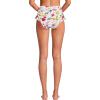 Lands’ End Women’s Ruffle High Waisted High Leg Bikini Bottoms(White Multi Garden Floral)