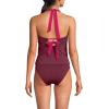 Lands’ End Women’s Seamed Halter Tankini Top(Burgundy Spritz/Coral Ruby)