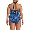 Lands’ End Women’s Seamed Halter Tankini Top(Deep Sea Navy Mosaic Floral)
