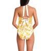 Lands’ End Women’s Seamed Halter Tankini Top(Yellow Mosaic Floral/White)