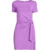 Lands’ End Women’s Short Sleeve Cotton Modal Wrap Mini Dress(Soft Orchid)