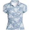 Lands’ End Women’s Short Sleeve Pique Johnny Collar UPF 50 Rash Guard(Dusk Sky Meadow Ditsy Floral)