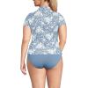 Lands’ End Women’s Short Sleeve Pique Johnny Collar UPF 50 Rash Guard(Dusk Sky Meadow Ditsy Floral)