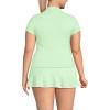 Lands’ End Women’s Short Sleeve Pique Johnny Collar UPF 50 Rash Guard(Icy Mint/White)