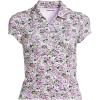 Lands’ End Women’s Short Sleeve Pique Johnny Collar UPF 50 Rash Guard(White Multi Ditsy Floral)