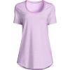 Lands’ End Women’s Short Sleeve Power Performance Scoop Neck Curved Hem Tunic Tee(Wild Lilac Pinstripe)