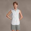 Lands’ End Women’s Sleeveless No Iron Shirt(White Tennis Print)