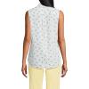 Lands’ End Women’s Sleeveless No Iron Shirt(White/Green Tennis Rackets)