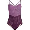 Lands’ End Women’s Slender Suit V-Neck Pleated X-Back One Piece Swimsuit Adjustable Straps(Dark Wine Geo/Mini Stripe)