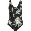Lands’ End Women’s SlenderSuit Grecian Tummy Control Chlorine Resistant One Piece Swimsuit(Black Plumeria)