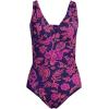 Lands’ End Women’s SlenderSuit Grecian Tummy Control Chlorine Resistant One Piece Swimsuit(Blackberry Ornate Floral)