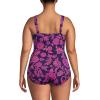 Lands’ End Women’s SlenderSuit Grecian Tummy Control Chlorine Resistant One Piece Swimsuit(Blackberry Ornate Floral)