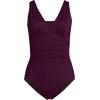 Lands’ End Women’s SlenderSuit Grecian Tummy Control Chlorine Resistant One Piece Swimsuit(Dark Wine)