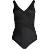 Lands’ End Women’s SlenderSuit Wrap One Piece Swimsuit(Black)
