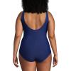 Lands’ End Women’s SlenderSuit Wrap One Piece Swimsuit(Deep Sea Navy)