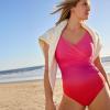 Lands’ End Women’s SlenderSuit Wrap One Piece Swimsuit(Pink Multi Ombre)