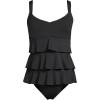 Lands’ End Women’s Smoothing Control Ruffle Fauxkini One Piece Swimsuit(Black)
