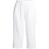 Lands’ End Women’s Sport Knit High Rise Elastic Waist Capri Pants(White)