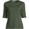Lands’ End Women’s Sunshade UPF 50 Elbow Sleeve Relaxed Rash Guard(Rich Olive Green)