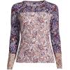 Lands’ End Women’s Sunshade UPF 50 Long Sleeve Relaxed Rash Guard(Deep Sea Navy Paisley Mix)