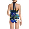 Lands’ End Women’s Texture V-Neck Halter Tankini Swimsuit Top(Navy Multi Floral Blooms)