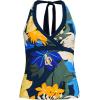 Lands’ End Women’s Texture V-Neck Halter Tankini Swimsuit Top(Navy Multi Floral Blooms)