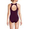 Lands’ End Women’s Tugless High Neck Portrait Back One Piece Swimsuit(Dark Wine)