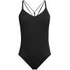 Lands’ End Women’s Tugless Quickdry V-Neck Multi-Way High Leg One Piece Swimsuit(Black)