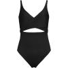 Lands’ End Women’s Wrap Monokini High Leg One Piece Swimsuit(Black)