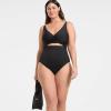 Lands’ End Women’s Wrap Monokini High Leg One Piece Swimsuit(Black)