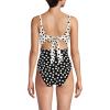 Lands’ End Women’s Wrap Monokini High Leg One Piece Swimsuit(Black/Egret Mixed Tossed Dots)