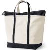 Lands’ End Zip Top Canvas Tote Bag(Natural/Black)