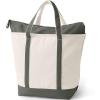 Lands’ End Zip Top Canvas Tote Bag(Natural/Dark Olive Green)