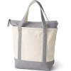 Lands’ End Zip Top Canvas Tote Bag(Natural/Silver Graphite)