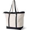 Lands’ End Zip Top Long Handle Canvas Tote Bag(Natural/Black)