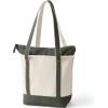 Lands’ End Zip Top Long Handle Canvas Tote Bag(Natural/Dark Olive Green)