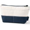 Lands’ End Zipper Canvas Pouch(Natural/Radiant Navy)