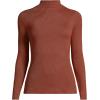 Women’s Drapey Rib Skimming Long Sleeve Mock Neck Shirt(Dark Auburn Brown)