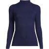 Women’s Drapey Rib Skimming Long Sleeve Mock Neck Shirt(Deep Sea Navy)