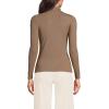 Women’s Drapey Rib Skimming Long Sleeve Mock Neck Shirt(Honey Beige)