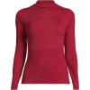 Women’s Drapey Rib Skimming Long Sleeve Mock Neck Shirt(Oxblood Red)