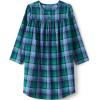 Lands’ End Girls Flannel Nightgown(Teal Multi Plaid)
