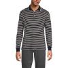 Lands’ End Men’s Long Sleeve American-Grown Supima Cotton Polo Shirt(Black/Warm Almond Stripe)
