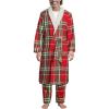 Lands’ End Men’s Sherpa Fleece Lined Flannel Robe(Compass Red/Emerald Plaid)