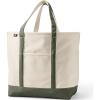 Lands’ End Open Top Canvas Tote Bag(Natural/Dark Olive Green)