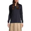 Lands’ End School Uniform Kids Long Sleeve Interlock Polo Shirt(Black)