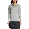 Lands’ End School Uniform Kids Long Sleeve Interlock Polo Shirt(Gray Heather)