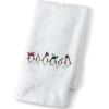 Lands’ End Seasonal Embroidered Frosty Penguins Bath- Hand Towel(Frosty Penguins)