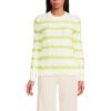 Lands’ End Women’s Cotton Drifter Crew Cable Pullover Sweater(Ivory/Limoncello Gulf Stripe)