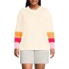 Lands’ End Women’s Cotton Drifter Crew Neck Sweater – Embroidered(Fresh Ivory Stripe)